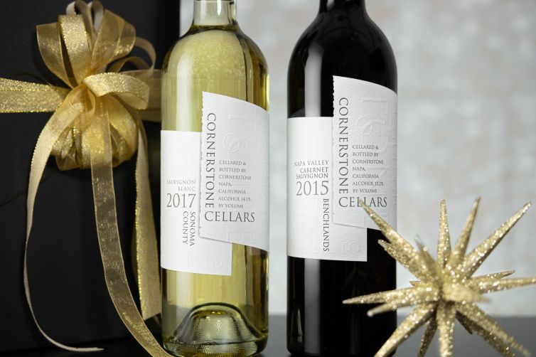 Cornerstone Cellars holiday wine bottle shots