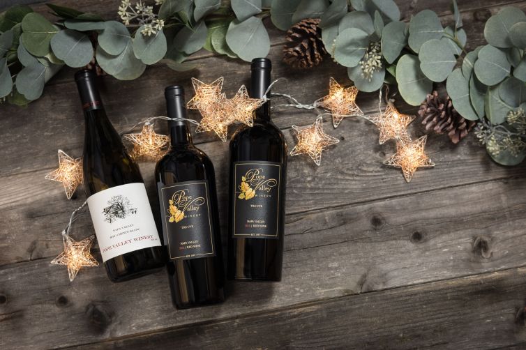 Pope Valley Winery festive wine bottle shots