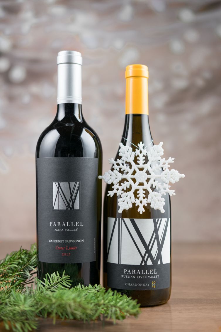 Parallel wine bottle photography