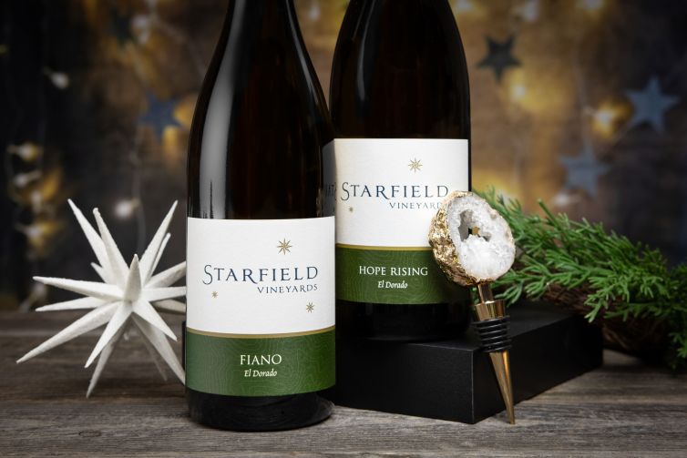 Starfield holiday wine photography
