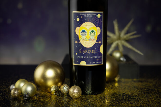 Stardust holiday wine bottle photo