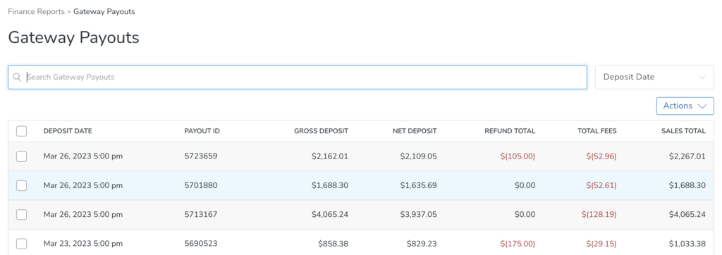 Gateway Payout Report Example