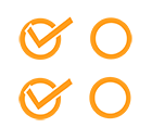 make your selection icons with four orange circles and two of them checkmarked
