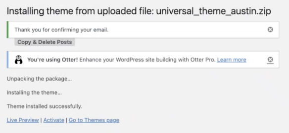 Installing WordPress theme